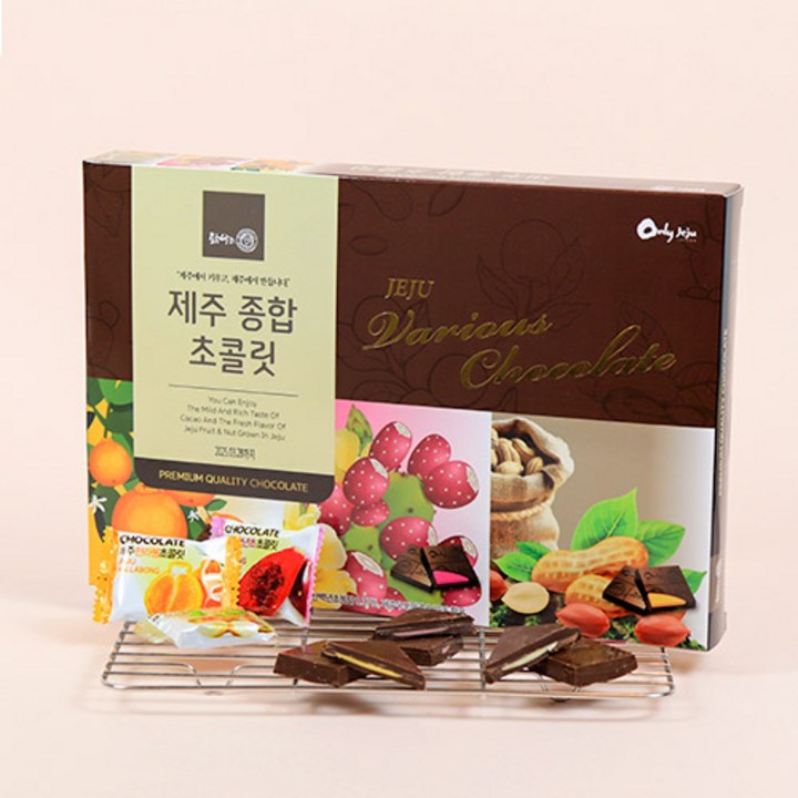 제주 종합 초콜릿 한라봉 백년초 우도땅콩 제주도 초코렛 선물용 선물세트, 216g, 1개