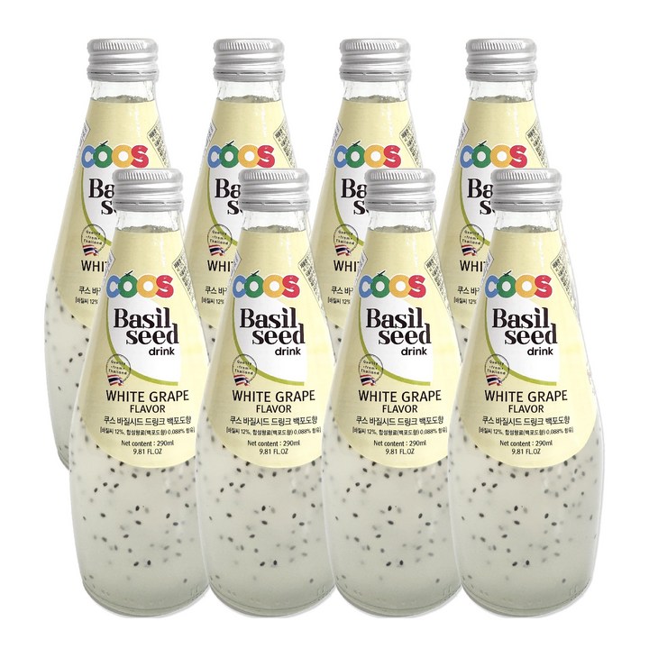 쿠스 바질씨드 드링크 백포도향, 8개, 290ml