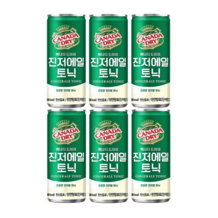 캐나다드라이 진저에일 토닉, 250ml, 6개