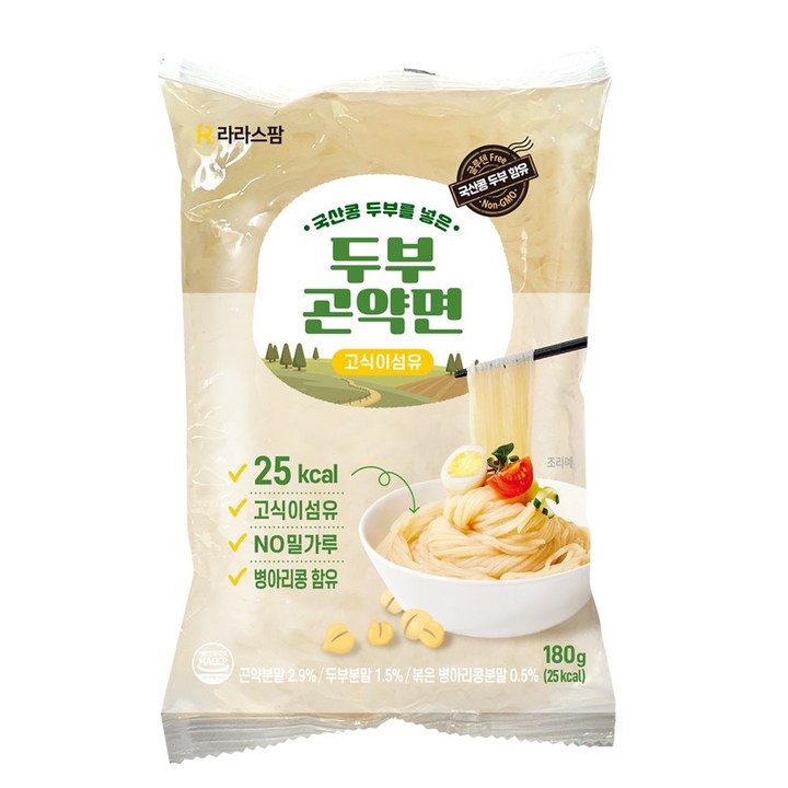 라라스팜 두부곤약면 얇은면 180g 국산콩 두부 병아리콩 함유 곤약면 곤약 누들, 20개