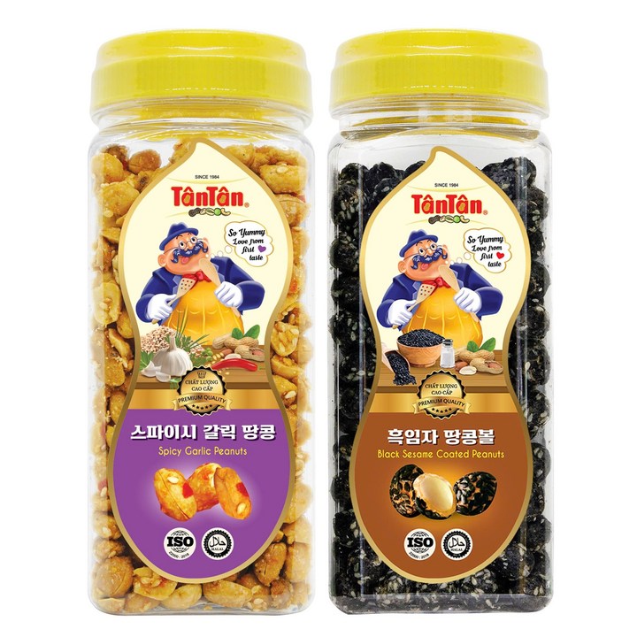 스파이시 갈릭 땅콩 260g + 탄탄 흑임자 땅콩볼 240g, 500g