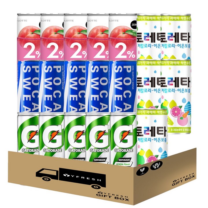 이온음료세트 4종 20캔(포카리 게토레이 이프로부족할때 제로 게토레이제로) + YFRESH박스, 240ml
