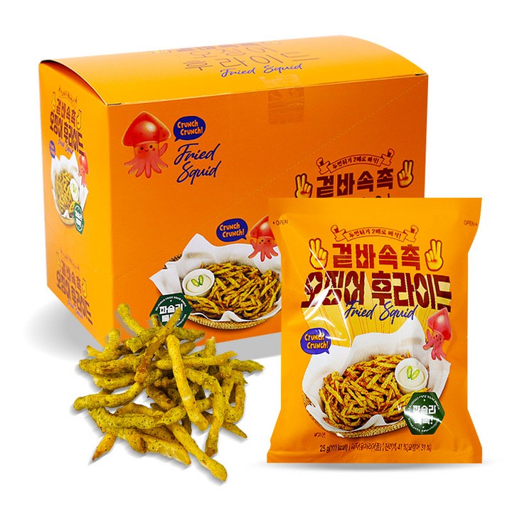 두번튀긴 겉바속촉 오징어 후라이드 25g x12개 캠핑 파티 술안주 학원 아이들 간식, 12개