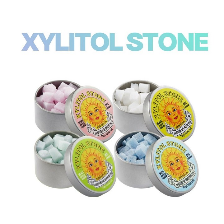 자일리톨스톤 4가지 맛(딸기+레몬+청포도+페퍼민트), 4개, 70g