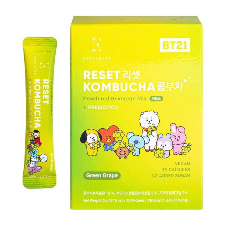 에브리데이즈 리셋 콤부차 청포도, 5g, 10개