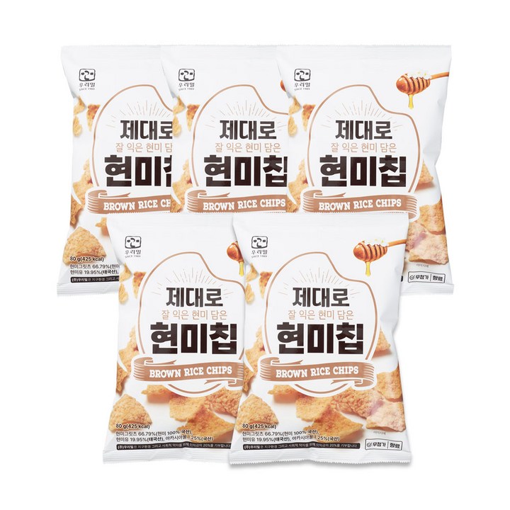 우리밀 제대로 현미칩, 5개, 80g