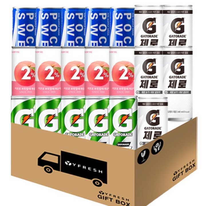 이온음료세트 4종 20캔(포카리 게토레이 이프로부족할때 게토레이제로) + YFRESH박스, 240ml