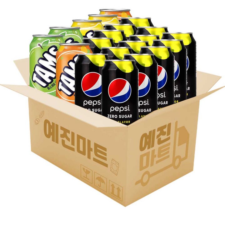 [예진마트] 펩시콜라 제로 라임 14+탐스제로 (오렌지2+사과키위2+레몬2), 1세트, 355ml