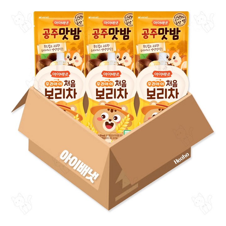 아이배냇 공주맛밤 3개 +우리아이 처음보리차 3개, 1박스, 450g