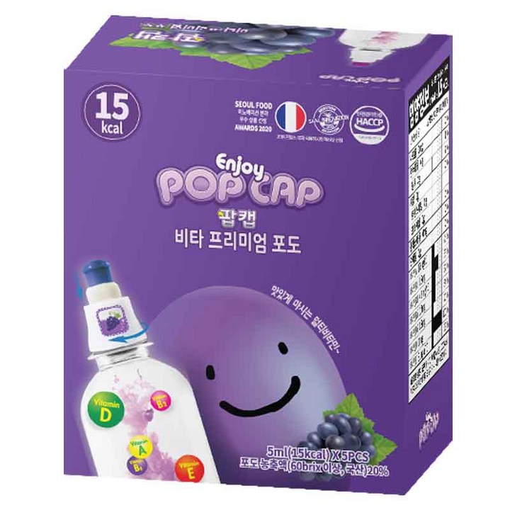 팝캡 프리미엄 멀티비타민-포도 5ml 5개, 1박스