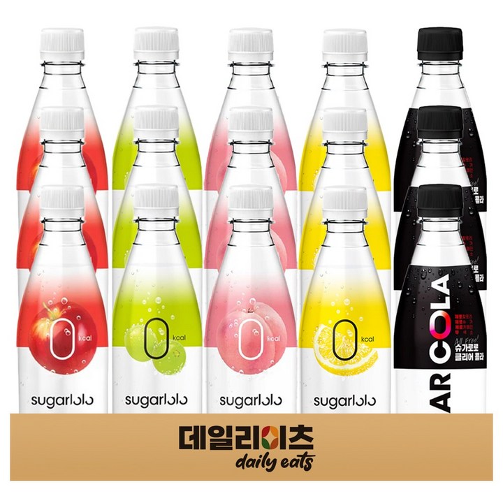 [데일리이츠] 슈가로로 스파클링 제로 탄산음료 5종 3개씩 총 15개 (레몬사이다3 + 사과3 + 샤인머스캣3 + 복숭아3 + 클리어콜라3), 1세트, 350ml
