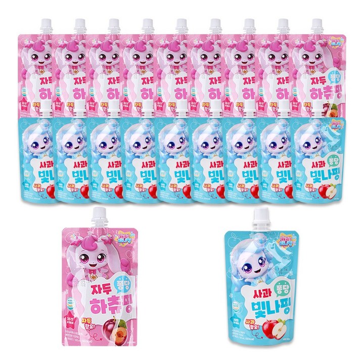 해호 캐치티니핑 음료수 100ml 하츄핑 자두+ 빛나핑 사과, 20개, 10개+10개