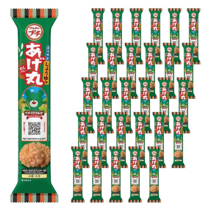 부르본 쁘띠 아게마루 센베이 연한 간장 맛, 30개, 26g