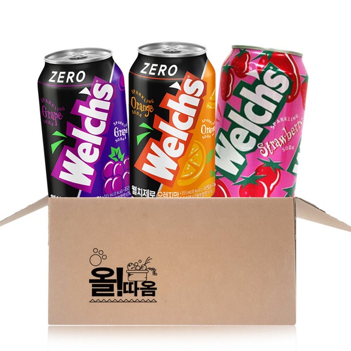 올따옴기획 웰치제로 포도맛6+오렌지맛6+웰치스딸기맛6, 1개, 355ml