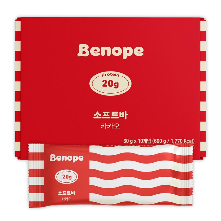 베노프 단백질바 소프트바 카카오 10개입, 1, 60g