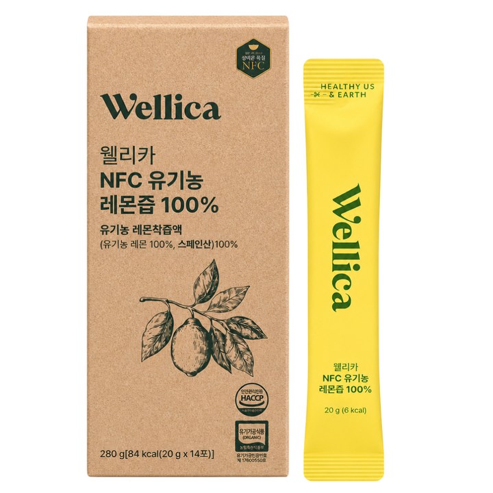 웰리카 레몬수 NFC 유기농 레몬즙 100% 20g x 14포, 1개, 280g