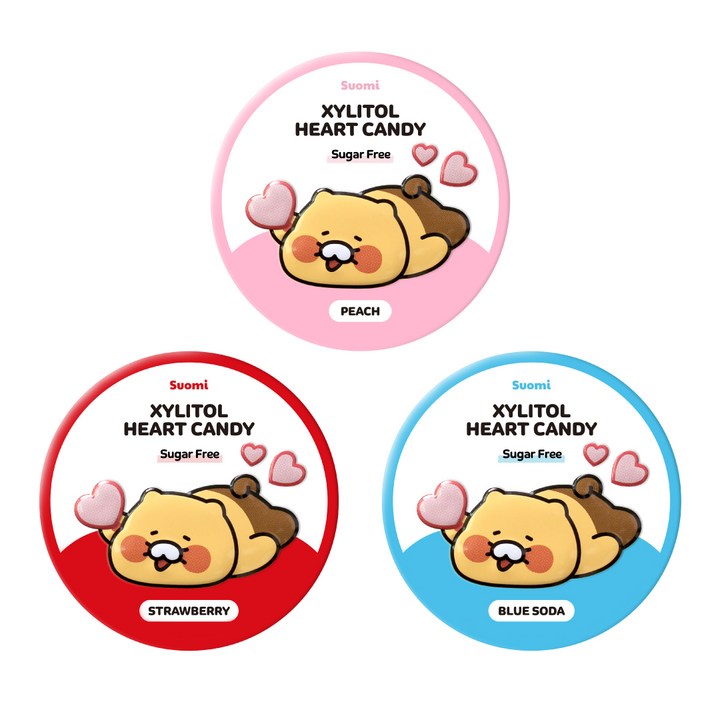 춘식이 유아 아기 자일리톨 캔디 복숭아+딸기+블루소다 3가지맛, 1개, 120g
