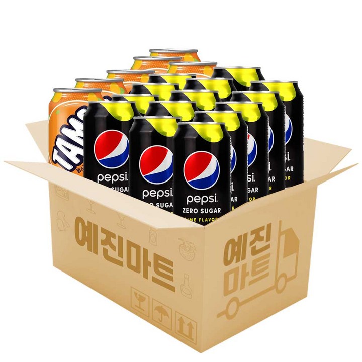 [예진마트] 롯데칠성 펩시콜라 제로 라임 14 + 탐스 제로 오렌지 6, 1세트, 355ml