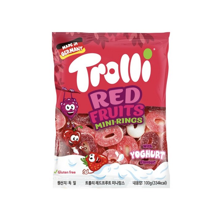 트롤리 레드프루트 미니링스 젤리, 100g, 6개