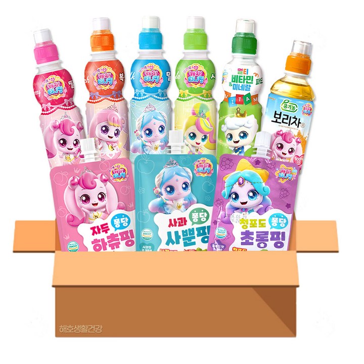 캐치티니핑 페트 음료수 200ml 5종 + 퐁당 음료수 100ml 3종 + 멀티비타민 페트 음료수 왕자핑 200ml 세트, 1개, 1.5L