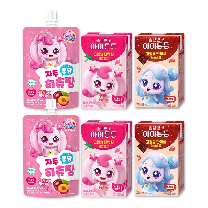 캐치티니핑 솔브앤고 150ml 2종 + 캐치티니핑 자두 퐁당 음료수 100ml 세트, 2개, 400ml