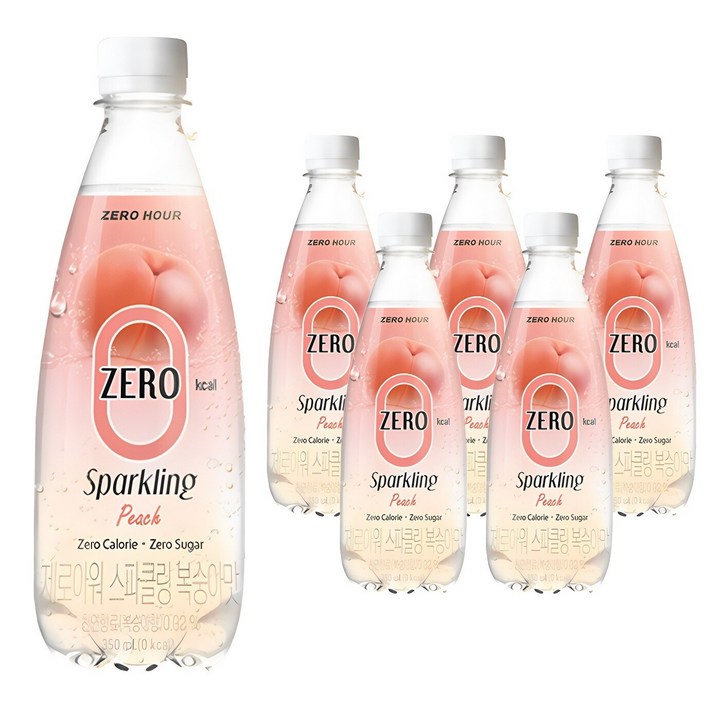 제로아워 0kcal 스파클링 복숭아맛 탄산음료, 350ml, 6개