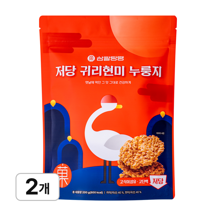 삼팔당땡 저당 귀리현미 누룽지, 2개, 200g