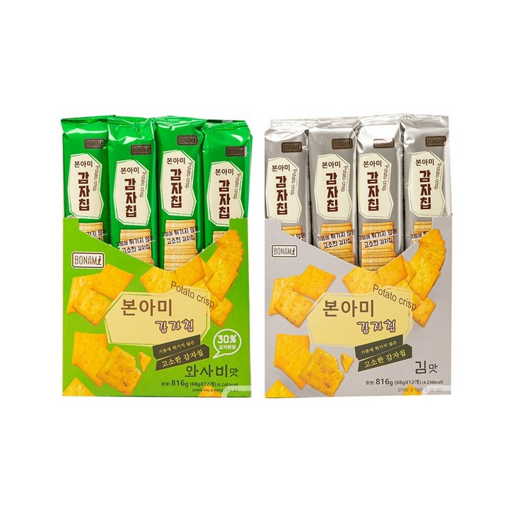 12+12 본아미(bonami) 감자칩 68g x 24 봉 와사비12+김12, 1세트