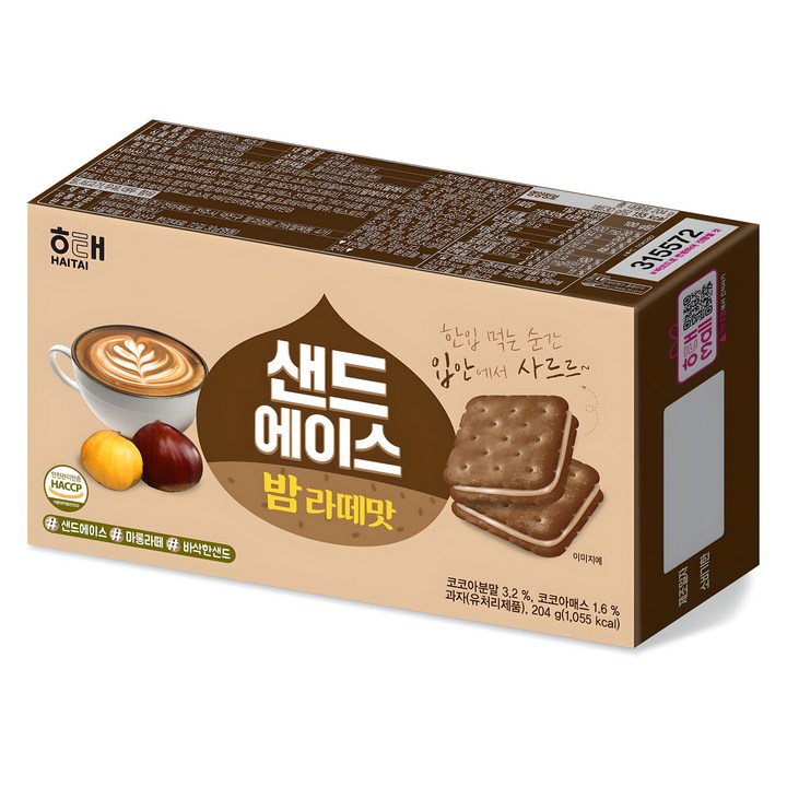 해태제과 샌드에이스 밤라떼맛, 1개, 204g