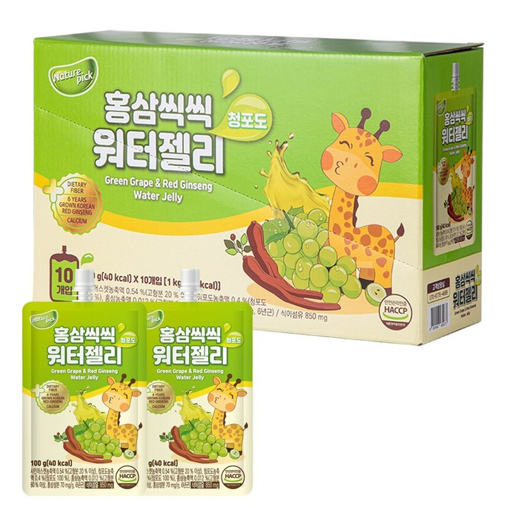 네이처픽 홍삼씩씩 어린이 워터젤리 청포도맛 100g, 10개