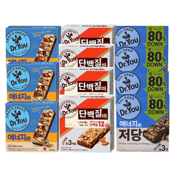 닥터유 에너지바 저당 에너지바 단백질바 12개씩 세트, 1개, 1.68kg