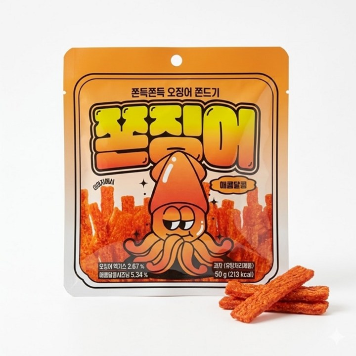 쫀슐랭 쫀징어 쫀드기 튀김 매콤달콤맛, 5개, 50g