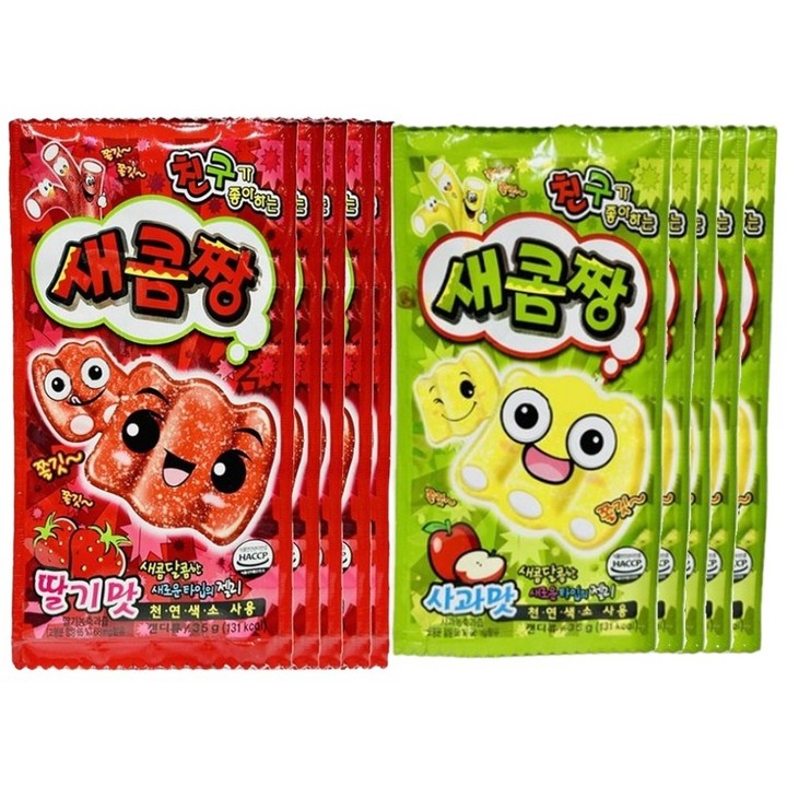 새콤짱 새콤달콤 뜯어먹는 젤리 딸기맛 사과맛, 12개, 35g