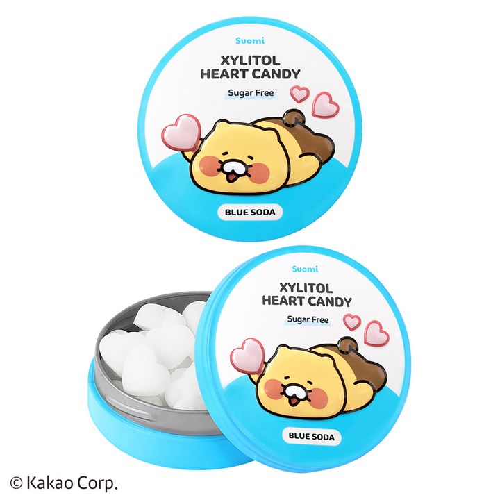 춘식이 자일리톨 하트 캔디 블루소다 핀란드 무설탕 사탕, 40g, 2개