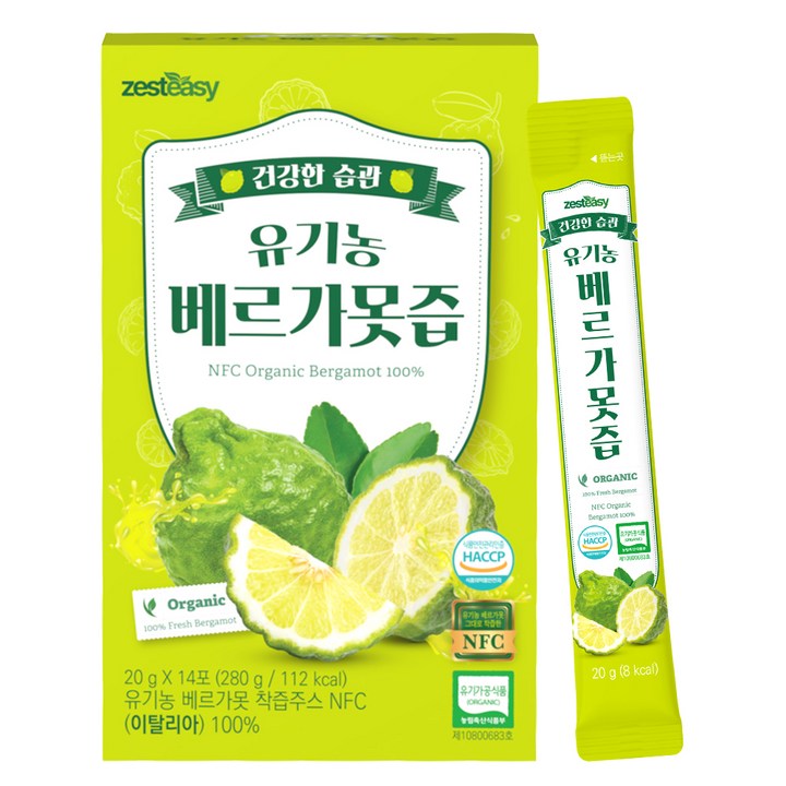 제스티지 NFC 유기농 베르가못즙 100% 스틱 14p, 1개, 280g