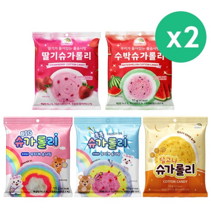 빅 톡톡 달고나 수박 딸기 슈가롤리 롤 솜사탕 선물세트 무지개 자일로스 롤솜사탕 100g, 1개