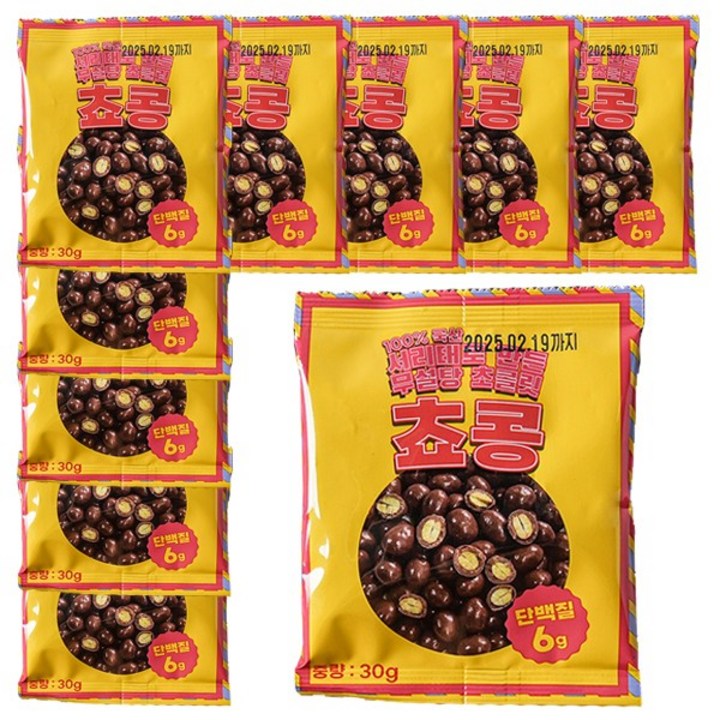 늘봄애식품 서리태 무설탕 초콜릿 쵸콩, 30g, 10개