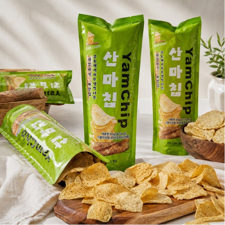얌칩 산마칩 6봉 건강과자 바삭하고 고소한 맛 영화간식 중독성 과자 대용량, 6개, 90g