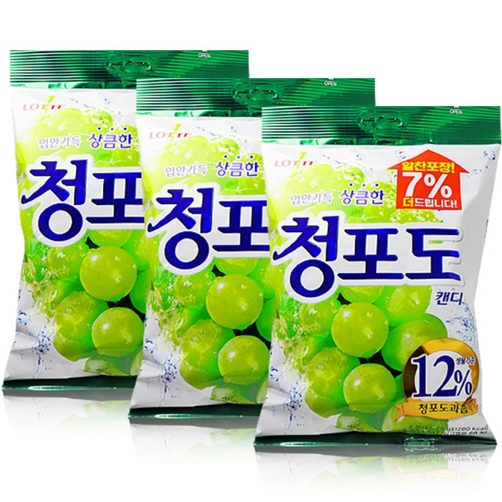 롯데웰푸드 청포도 캔디, 323g, 3개
