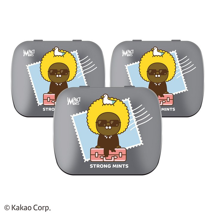 임팩트 민트 카카오프렌즈 캔디 스트롱민트 무설탕 사탕, 3개, 15g