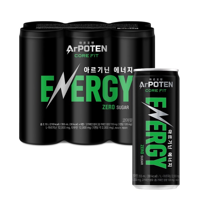 아르포텐 대상웰라이프 코어핏 에너지 드링크, 355ml, 6개