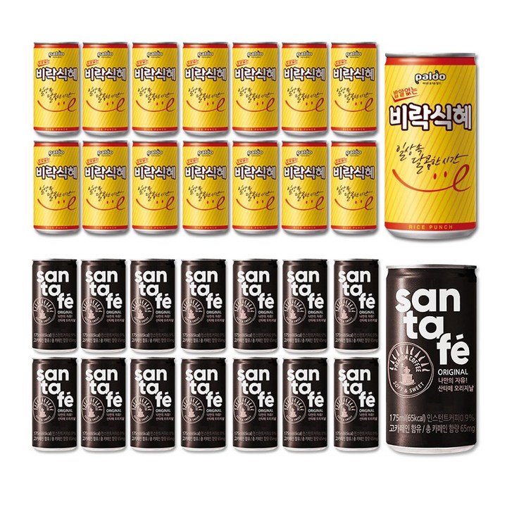 팔도 밥알없는 비락식혜175ml x15개+산타폐 오리지널175ml x15개, 1세트, 175ml
