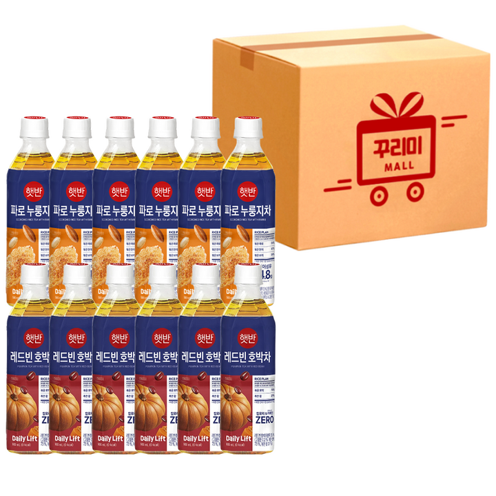 (꾸리미) 건강음료 2종 (파로누룽지차 500mlx6개+레드빈호박차 500mlx6개), 500ml