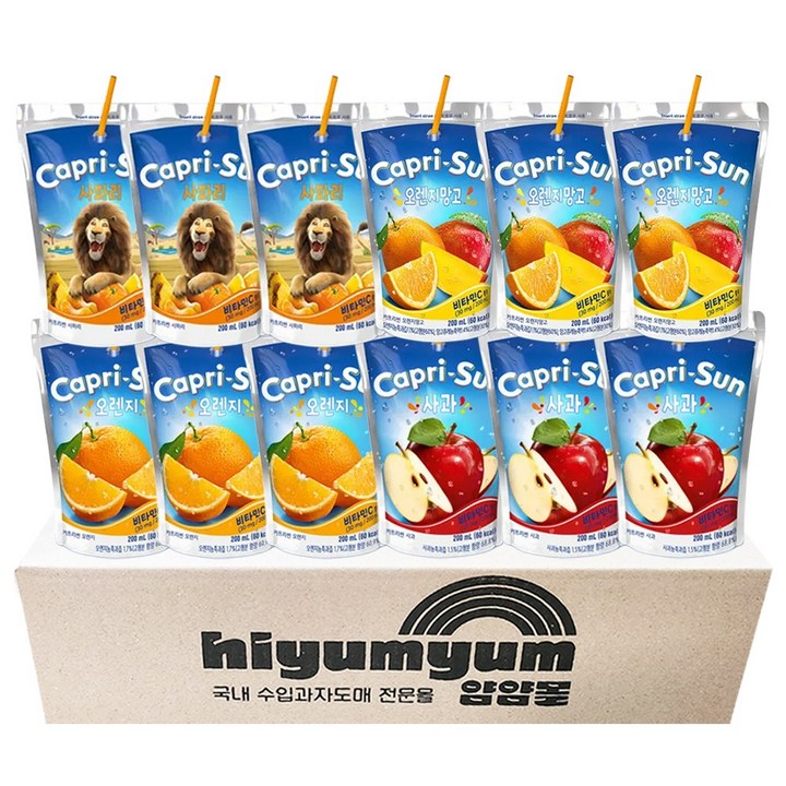 카프리썬 4종 3세트 12개입 (오렌지3 오렌지망고3 사파리3 사과3) 29호, 200ml, 12개
