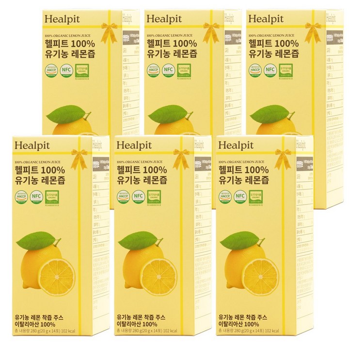 헬피트 유기농 레몬수 NFC 착즙 스틱 레몬즙 레몬물, 6박스, 280g