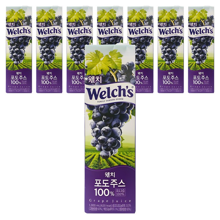 웰치스 포도 주스 종이팩, 8개, 1L