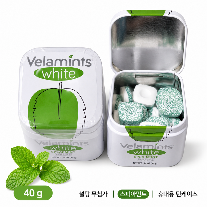 벨라민츠 스피아민트 화이트 껌, 2개, 40g