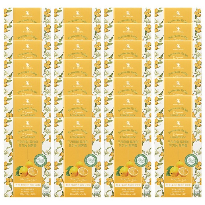 대한메디컬 프리미엄 투데이 유기농 레몬즙 NFC 착즙 14p, 280g, 28박스