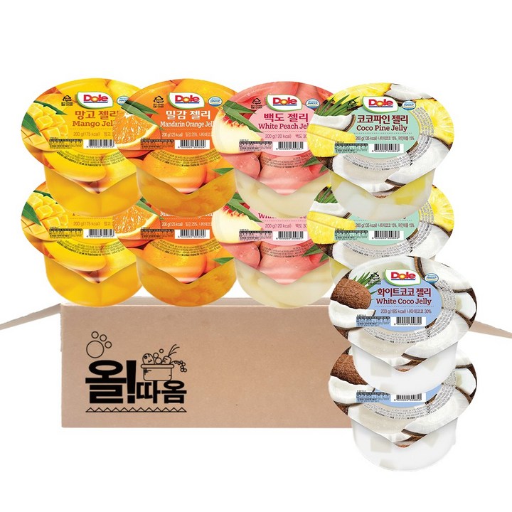 동원 Dole 돌 컵젤리 5종 10입 기획세트 2호(망고2+밀감2+백도2+코코파인2+화이트코코2), 200g