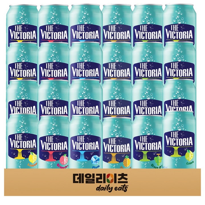 [데일리이츠] 웅진 빅토리아 탄산수 캔 6종 4개씩 총 24캔 기획세트 (플레인4 레몬4 자몽4 라임4 청포도4 파인애플4), 1세트, 350ml